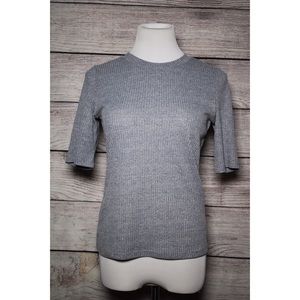 Grey Ribbed Quarter Sleeve Top